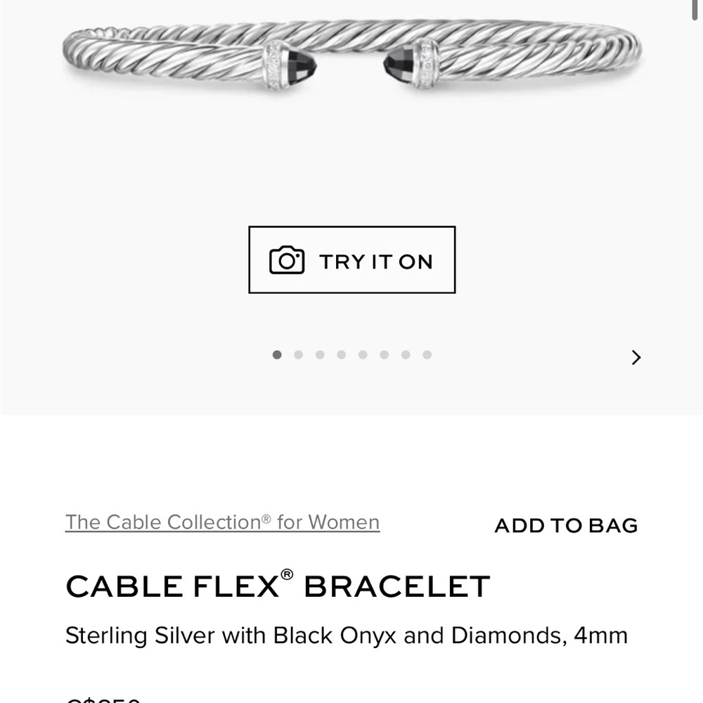 Cable Flex Silver Bracelet with Black Onyx and Diamonds